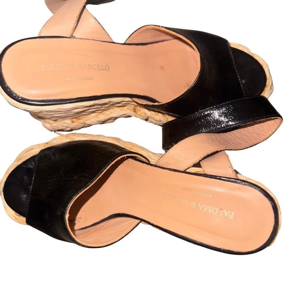 Paloma Barceló EU 40 Leather Espadrille Platform Wedge Sandals Made in Spain